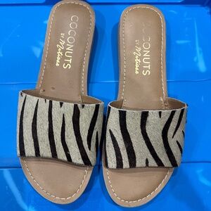 Zebra print slip on sandal